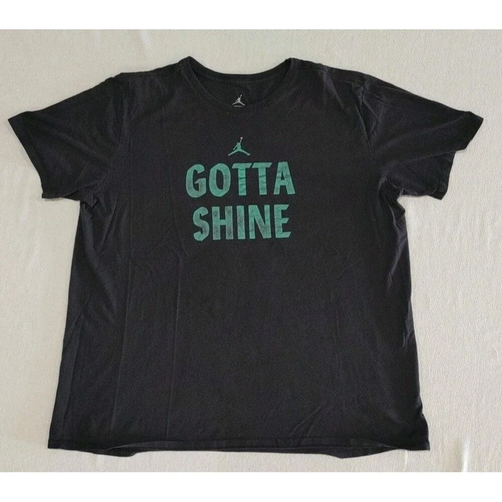 Nike Air Jordan Black Iridescent Gotta Shine Spellout T-Shirt Adult Size XXL 2XL